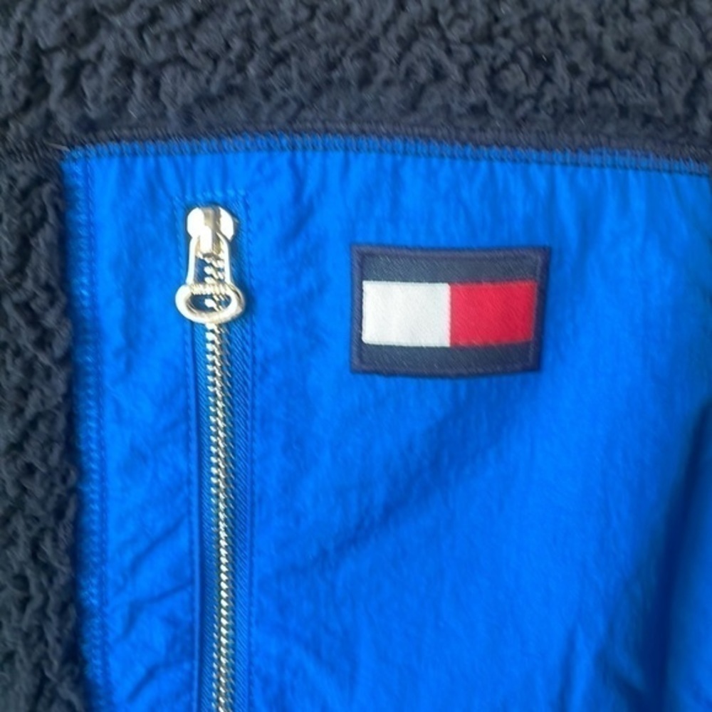 Tommy Hilfiger coat jacket cozy softgirl navy with red and green trim Small - Picture 2 of 11